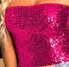 Adult Female Costumes to Hire - Sequin Tube Top - Cerise Pink